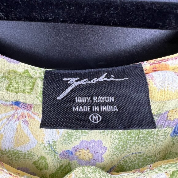 Vintage 90s Zachi watercolor floral girlhoodcore midi apron dress cottagecore M - Picture 7 of 12